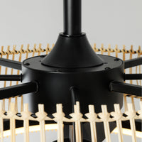 Boho Rattan Ceiling Fan with Light