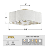 Gold Linen Shade Caged Ceiling Fan with Light – 19.3 Inch, 4-Light