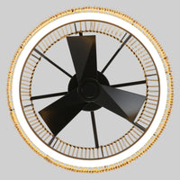 Boho Rattan Ceiling Fan with Light