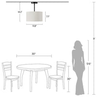 Modern Fabric Drum Ceiling Light – 12/16 Inch, 1-Light/3-Light