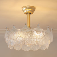 Modern Brushed Gold Ginkgo Leaf Glass Caged Ceiling Fan with Light – 19 Inch