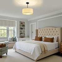 Modern Fabric Drum Ceiling Light – 12/16 Inch, 1-Light/3-Light