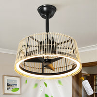 Boho Rattan Ceiling Fan with Light