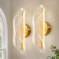 Modern Twisted Acrylic Integrated LED Wall Sconce Set of 2 – Brushed Gold, 5CCT/RGBW