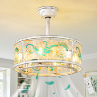 Vintage Patterned Resin Caged Ceiling Fan with Light – 20 Inch, 6-Light