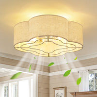 Gold Linen Shade Caged Ceiling Fan with Light – 19.3 Inch, 4-Light