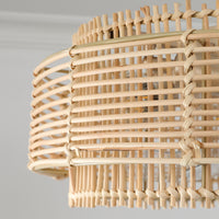 Boho Natural Rattan Caged Ceiling Fan with Light – 20 Inch, Downrod Mount, 4-Light