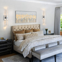 Brushed Gold Bubble Crystal LED Wall Sconces Beside Bed