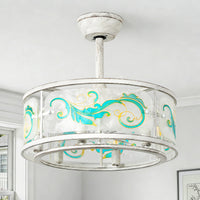 Vintage Patterned Resin Caged Ceiling Fan with Light – 20 Inch, 6-Light
