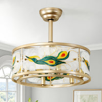 Vintage Patterned Resin Caged Ceiling Fan with Light – 20 Inch, 6-Light