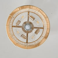 Boho Natural Rattan Caged Ceiling Fan with Light – 20 Inch, Downrod Mount, 4-Light