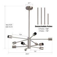 Modern Sputnik Chandelier – 5/6/8/10/12-Light, Adjustable Height