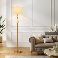 Farmhouse Ceramic Floor Lamp with Linen Shade – 66 Inch