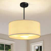 Modern Fabric Drum Ceiling Light – 12/16 Inch, 1-Light/3-Light