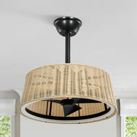 Bohemian Rattan Caged Ceiling Fan with LED Light – 20 Inch