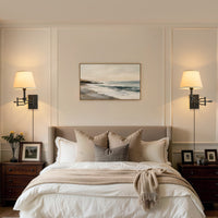 Modern Linen Shade Swing Arm Wall Sconce – 1-Light Dimmable Plug-In