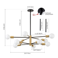 Modern Sputnik Chandelier – 5/6/8/10/12-Light, Adjustable Height
