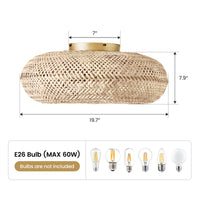 Boho Bamboo Caged Ceiling Fan with Light – 20 Inch, 4-Light