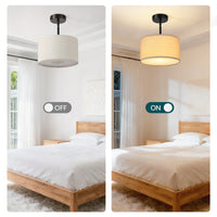 Modern Fabric Drum Ceiling Light – 12/16 Inch, 1-Light/3-Light