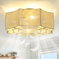 Boho Cotton Rope Caged Ceiling Fan with Light – 20 Inch, 4-Light