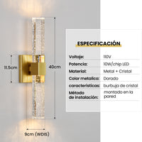 Brushed Gold Bubble Crystal LED Wall Sconce Dimensions