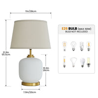 Farmhouse Rounded Ceramic Table Lamp with Linen Shade – 23 Inch