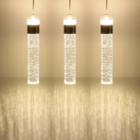 Modern Bubble Crystal Cylinder LED Pendant Light – 1-Light