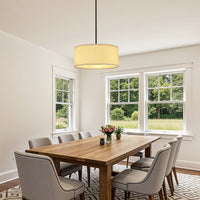 Modern Fabric Drum Ceiling Light – 12/16 Inch, 1-Light/3-Light