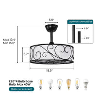 Rustic Caged Ceiling Fan with Light – 19 Inch, 4-Light