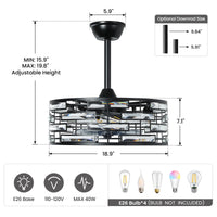 Semi Flush Mount Crystal Lantern Ceiling Fan with Light
