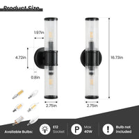 Ribbed glass 2-light wall sconce dimensions and product size