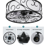 Rustic Caged Ceiling Fan with Light – 19 Inch, 4-Light