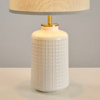 Farmhouse Textured Ceramic Table Lamp with Linen Shade – 23 Inch