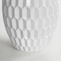 Farmhouse Faceted Ceramic Table Lamp with Linen Shade – 23 Inch