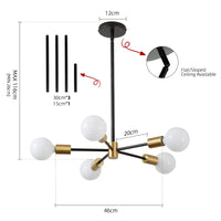 Modern Sputnik Chandelier – 5/6/8/10/12-Light, Adjustable Height