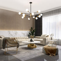 Mid-Century Sputnik 12-Light Chandelier in a modern living room