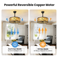 Rustic Caged Ceiling Fan with Light – 19 Inch, 4-Light