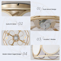 Modern Gold Low-Profile Ceiling Fan with Light – 20 Inch, 4-Light