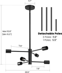 Modern Sputnik Chandelier – 5/6/8/10/12-Light, Adjustable Height