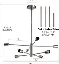 Modern Sputnik Chandelier – 5/6/8/10/12-Light, Adjustable Height