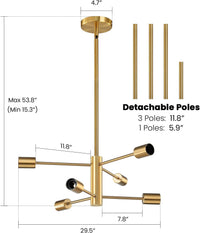 Modern Sputnik Chandelier – 5/6/8/10/12-Light, Adjustable Height