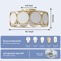 Modern Gold Low-Profile Ceiling Fan with Light – 20 Inch, 4-Light