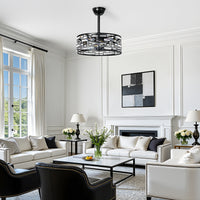 Semi Flush Mount Crystal Lantern Ceiling Fan with Light