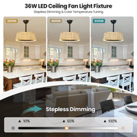 Bohemian Rattan Caged Ceiling Fan with LED Light – 20 Inch