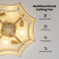 Boho Cotton Rope Caged Ceiling Fan with Light – 20 Inch, 4-Light