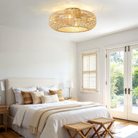 Bamboo Rattan Caged Ceiling Fan with Light – 20 Inch, 4-Light