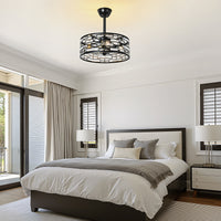 Semi Flush Mount Crystal Lantern Ceiling Fan with Light