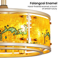 Vintage Gold Patterned Acrylic Caged Ceiling Fan with Light – 20 Inch, 6-Light