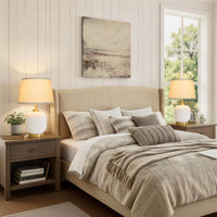 Farmhouse Rounded Ceramic Table Lamp with Linen Shade – 23 Inch