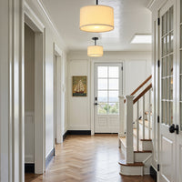 Modern Fabric Drum Ceiling Light – 12/16 Inch, 1-Light/3-Light